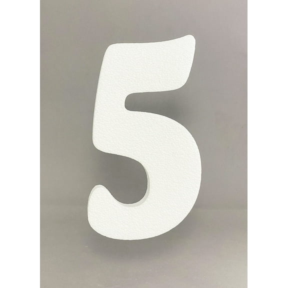 5" Smooth EPS Foam Letters Alphabet Numbers for Crafts Party Signs Walls Party Decor Made in USA (Number"5" - 1PC)