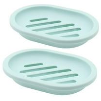 Under $5 Soap Dish, 2 Pack Soap Dish with Drainage, Macaron Color Soap Holder, Bathroom Counter Tray, Keeps Soap Dry, Mint Green, Abs Soap Saver, by Cloudqi
