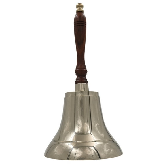 5" Solid Brass Hand Bell with Wooden Handle Gold Brass by The Metal Magician