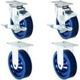 thumbnail image 1 of 5" Solid Polyurethane Wheel | 2 Locking Swivel 2 Rigid | Caster Set of 4 | Plate Size: 2-3/8" x 3-5/8" | 1,400 lbs Capacity Per Set, 1 of 10