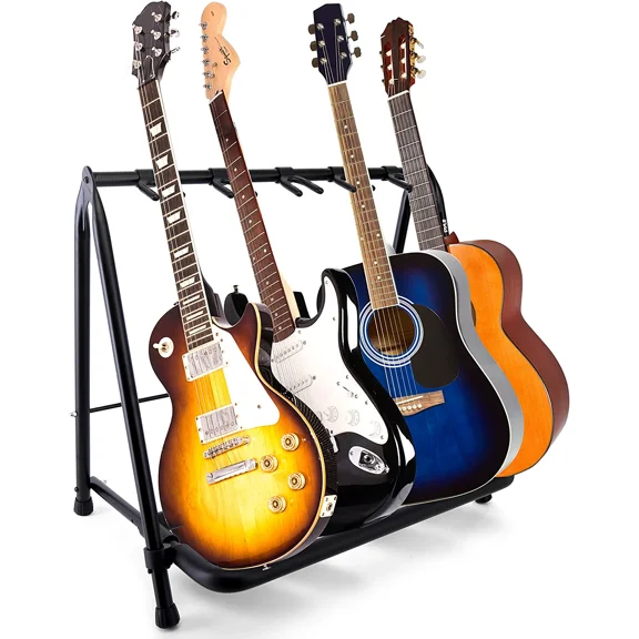 5-Space Foldable Guitar Rack - Guitar Stand, Multi-Instrument Floorstand Guitar Rack Holder