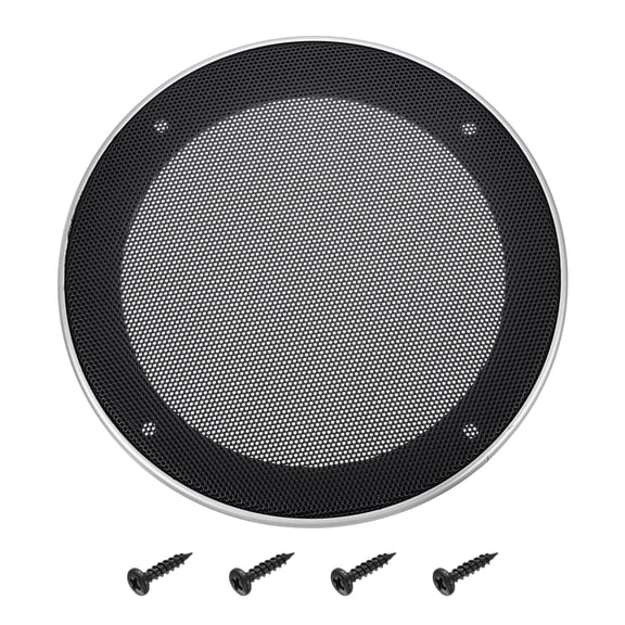 5" Speaker Grill, Silver ABS Frame with Black Mesh Cover and Screw