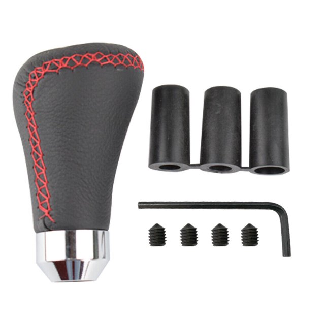 5 Speed Car Gear Stick Shift Knob Shifter Lever Leather Black Universal