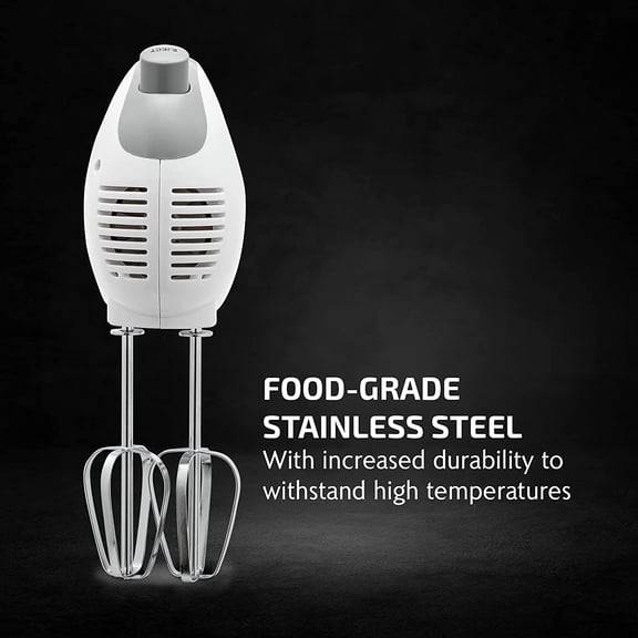5-Speed Corded Electric Hand Mixer with Stainless Steel Whisks, Compact Portable Design Snap-On Storage Case,150W Lightweight Handheld for Baking & Cooking, White HM151W