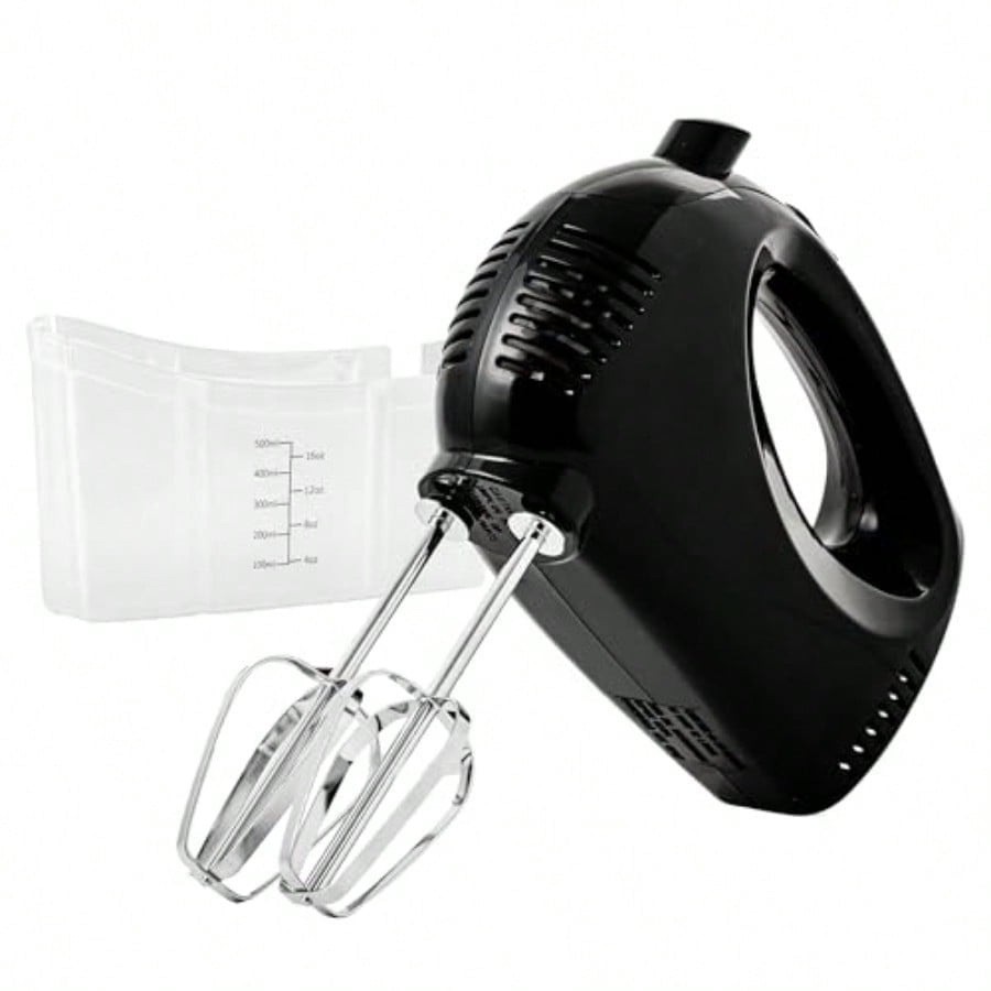 5-Speed Corded Electric Hand Mixer with Stainless Steel Whisks Compact Portable Design with Snap-On Storage Case 150W Lightweight Handheld Mixer for Baking and Cooking Black