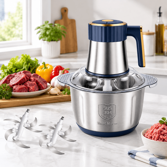 5-Speed Electric Food Processor, Blue, 5L Capacity, 500W Power, For Chopping, Mixing, Dough, and More