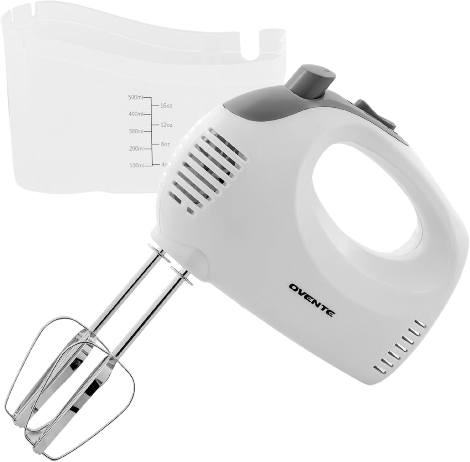 5-Speed Electric Hand Mixer with Stainless Steel Mixing Whisk, Snap-On Storage Case, Portable & Lightweight 150W Motor, Compact Handheld for Baking, Blending or Cooking, White HM151W