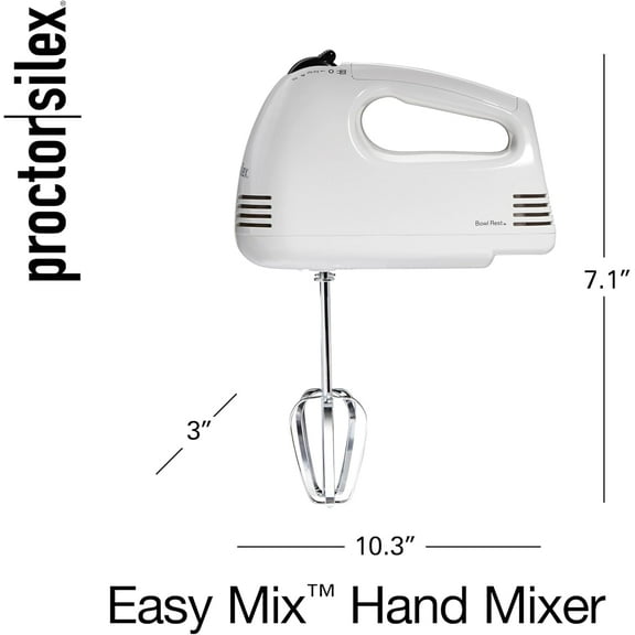 5-Speed Electric Hand Mixer with Bowl , Lightweight & Compact, 125 Power, White
