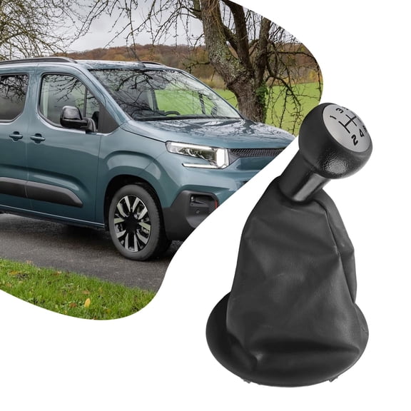 5 Speed Gear Shift Knob and Leather Gaiter Cover Kit for Berlingo MK3 and for Partner 2008+, Plastic and Leather Car Interior Replacement Accessory