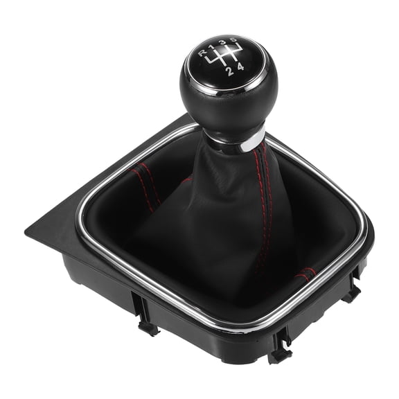 Unique Bargains Manual Gear Shift Knob with Gaiter Boot for Volkswagen Golf MK5 MK6 2004-2007 for Volkswagen GTI 2006-2009 Black 5 Speed