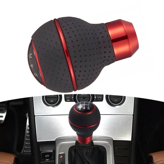 5 Speed Manual Shift Knob Leather Gear Lever For Most Cars Trucks SUVs Easy Install Stylish Interior Upgrade Aluminum Alloy Base Fitment Accessory(Red)