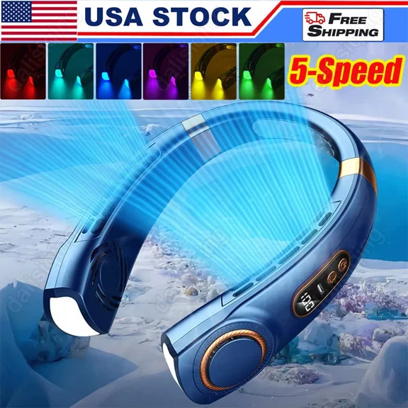5-Speed Portable Hanging Neck Fan Cooling Air Cooler Electric Air Conditioner US