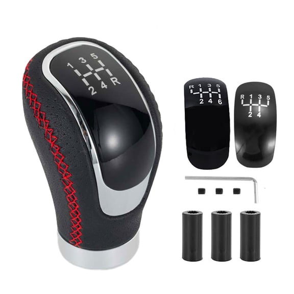 5 Speed Shift Knob 6 Speed Black Weighted Manual Gear Shifter Knobs, Leather Gear Shifting Handle, Automotive Manual Universal Transmission, Interior Automatic Replacement Parts