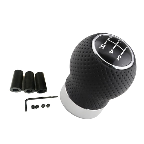 5 Speed er Knob Leather Universal Manual Transmission 5-SPD R Style Sliver Gear Stick Knobs Head