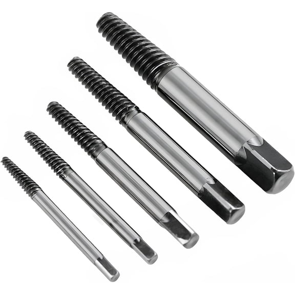 5- Spiral Screw Extractor Set, Left Hand Drill Bit Tool for Removing Broken Studs, & Screws, Easy Out Damaged Fastener Removal Kit