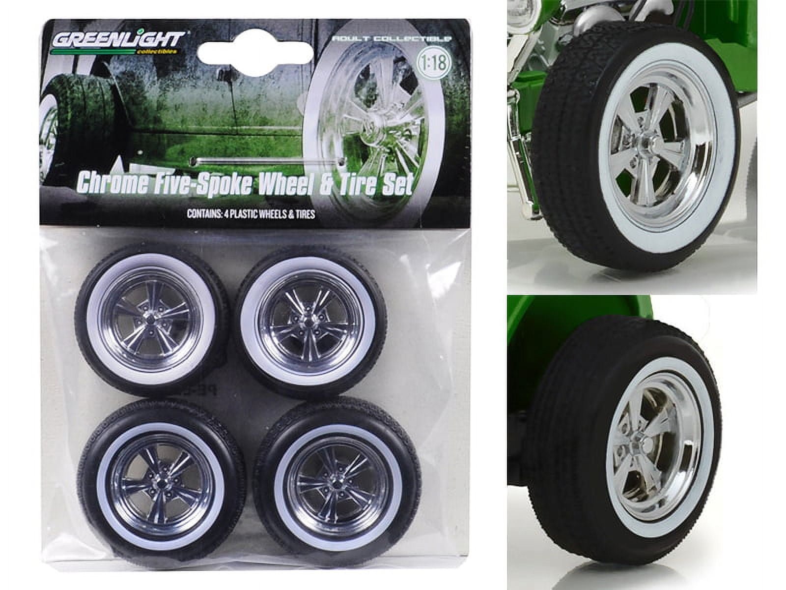 5 Spoke Wheels and Tires Set of 4 from 1932 Ford Custom Hot Rod 1 18 by Greenlight Walmart