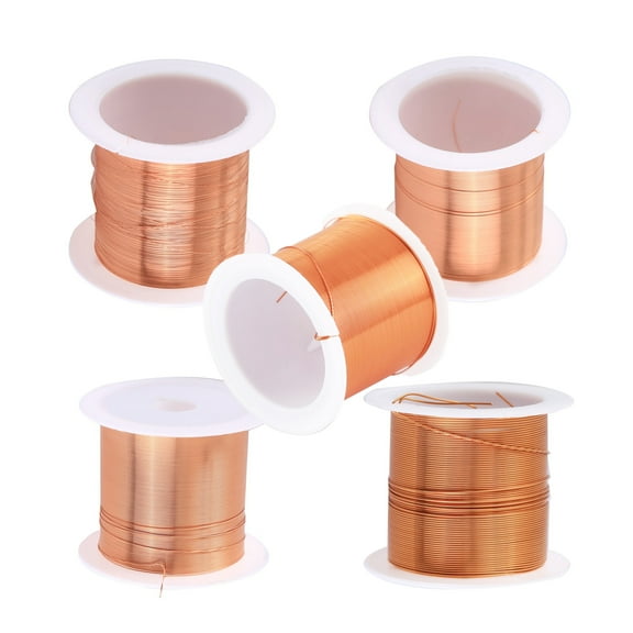 5 Spool Coils Magnet Wire Enameled Copper Wire Enameled Magnet Winding Wire Natural Temperature Rating Widely Used for Transformers Inductors - 0.1mm 0.2mm 0.3mm 0.4mm0.5mm