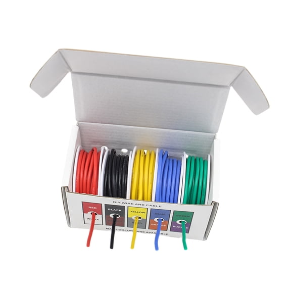 5 Spools Electrical Tinned Copper Wire Flexible Silicone Cable Suitable for Batteries and Electrical Connection