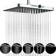5 Spray Modes Shower Head, 13'' High Pressure Rain Shower Head, Large Rainfall Showerhead for Bathroom, High Flow Waterfall Fixed Showerheads with Adjustable Swivel Ball Joint, Chrome