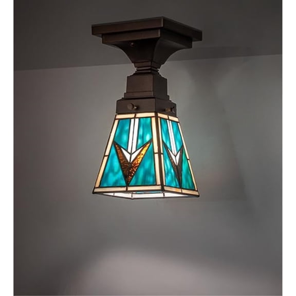 5" Square Valencia Mission Flushmount