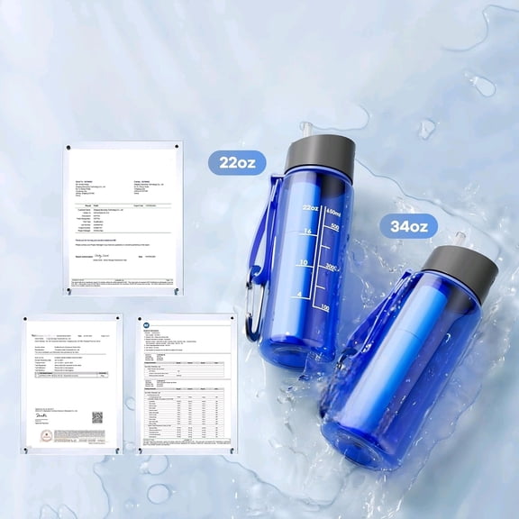 5-Stage 0.01m Ultra-Filtration Filtered Water Bottle, BPA-Free Material, NSF/ANSI 42&372 Certified, Portable Water Filter Bottle for Survival, Camping, Hiking, and Emergency Use