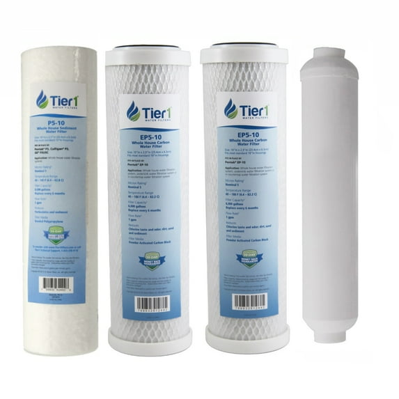 5 Stage Reverse Osmosis Replacement Water Filter Kit with no membrane by Tier1