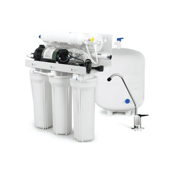 5 Stage with Booster Pump: 50 GPD RO - Complete Home Reverse Osmosis Drinking Water Filtration System