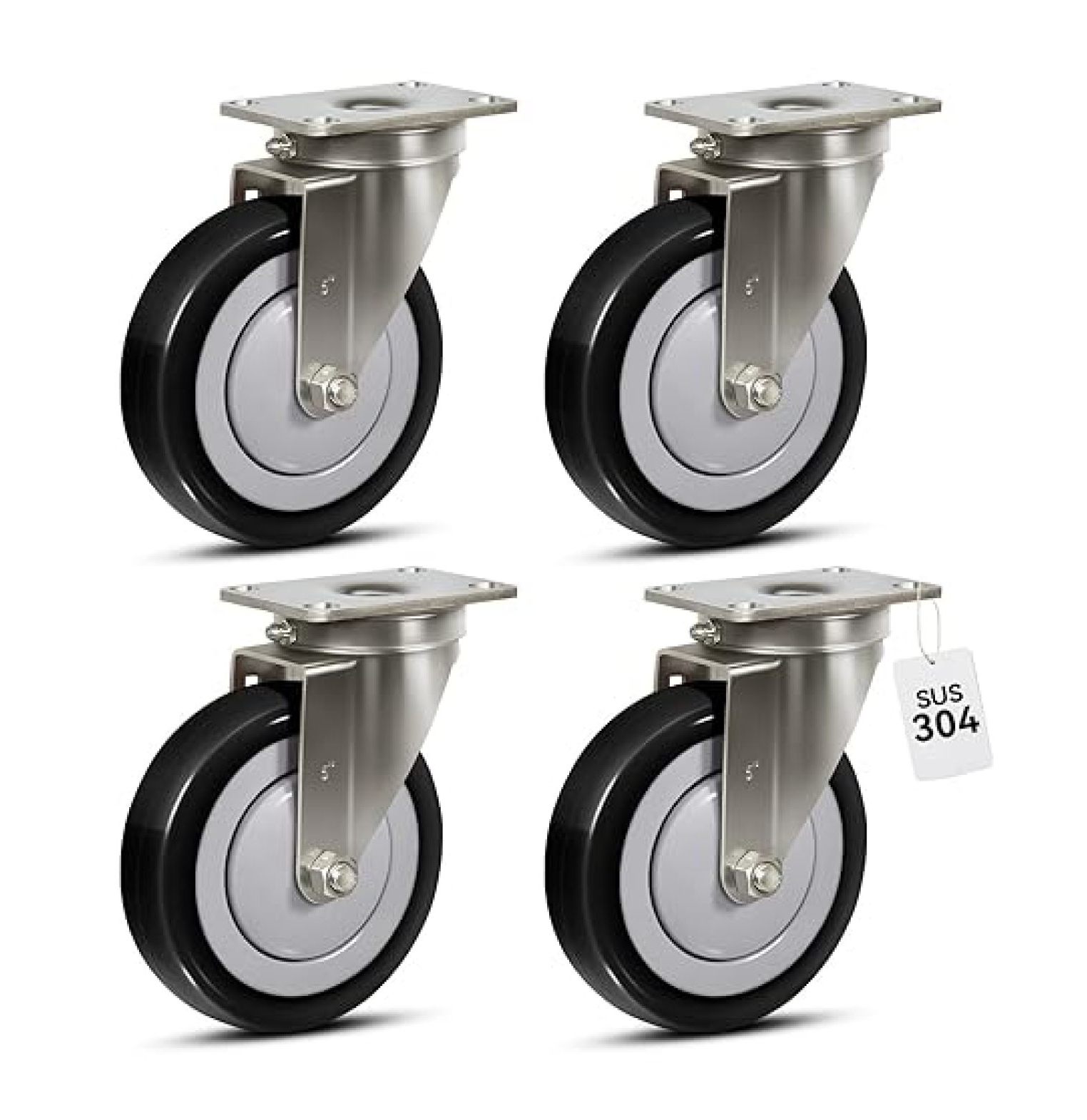 WEIBIDA Stainless Steel 3 Inch Caster Wheels With Brake – 4-Pack Rust-Proof Heavy Duty 304 Casters, 1200 Lbs Load Capacity, Anti-Corrosion For Furniture, Labs, Hospitals & Restaurants