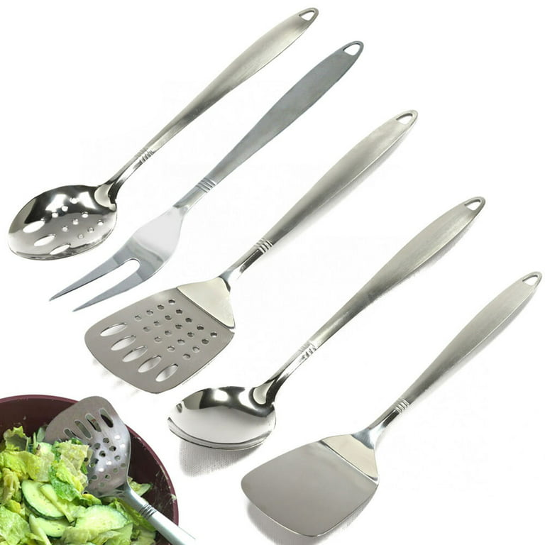 Kitchen Stainless Steel Cooking Utensils Set - 5-Piece Serving Spoons