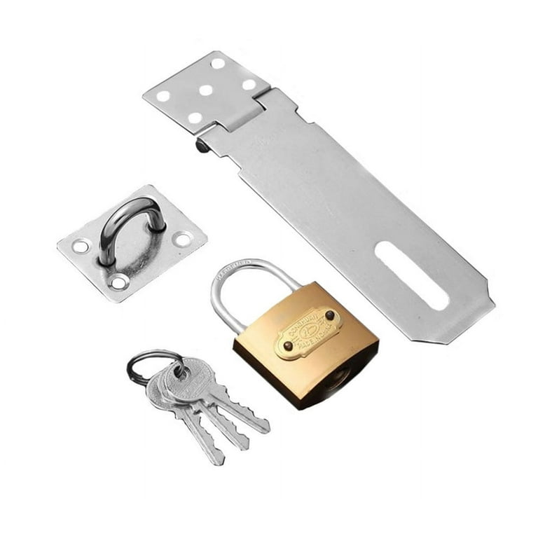 5 Stainless Steel Latch Lock Padlock hasp Set, with Screws and Padlock,  Your Own Fence Locks gate Lock, for shed Locks with Keys Lock hasp Set