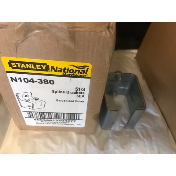 5 Stanley National N104-380 Galvanized Splice Brackets w/Lag Bolts 51G Barn Door