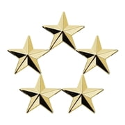 Hero's Pride Rank Insignia, 5-Star Cluster Pin, 7/16" Stars, Gold, 2 Posts & Clutch Backs, Pair