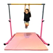 5-Star Gymnastic Kip Bar for Kids, Adjustable 3-5FT, Pink, Heavy-Duty, Home Gym Training Equipment
