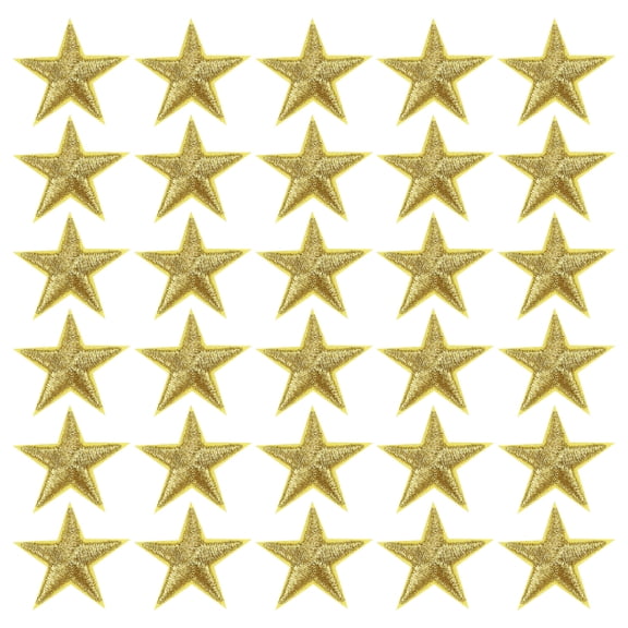 5 Star Iron-on Patches, Sew Embroidered Patches Appliques Embellishments for Clothing Jackets, Golden 33Pcs