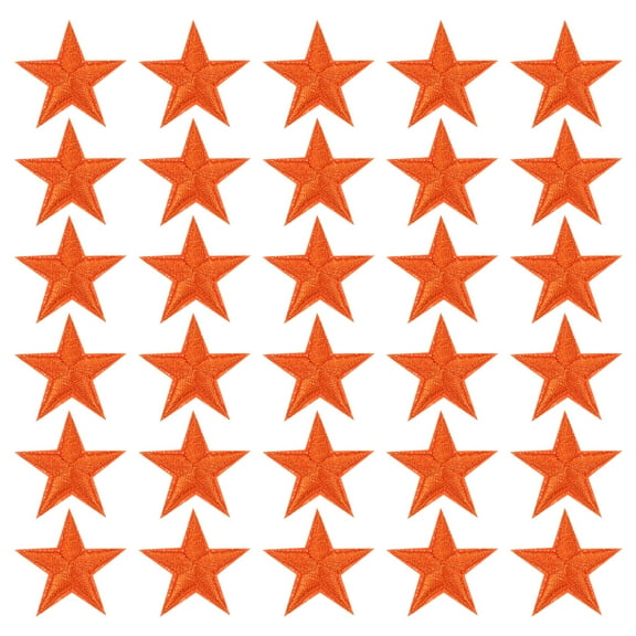 5 Star Iron-on Patches, Sew Embroidered Patches Appliques Embellishments for Clothing Jackets, Orange 33Pcs