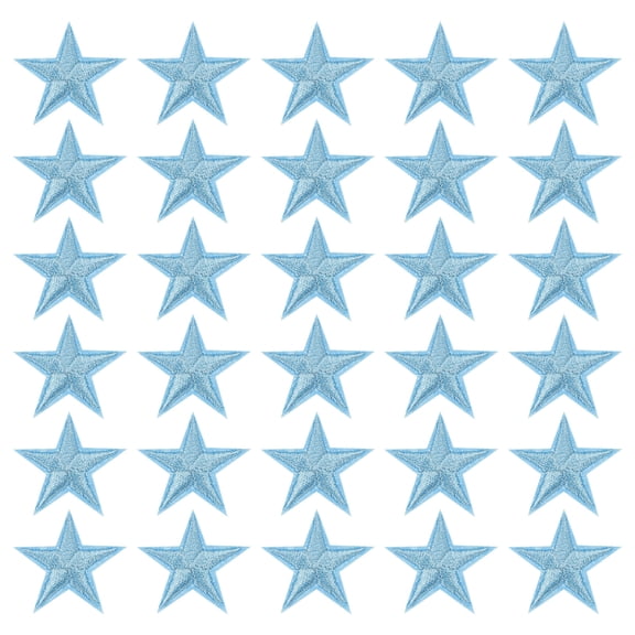 5 Star Iron-on Patches, Sew Embroidered Patches Appliques Embellishments for Clothing Jackets, Sky Blue 33Pcs