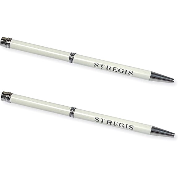 5-Star Luxury St. Regis Hotel Souvenir Ink Pen Set  White, 5.3-Inch Premium Writing Pens (2 Pack)