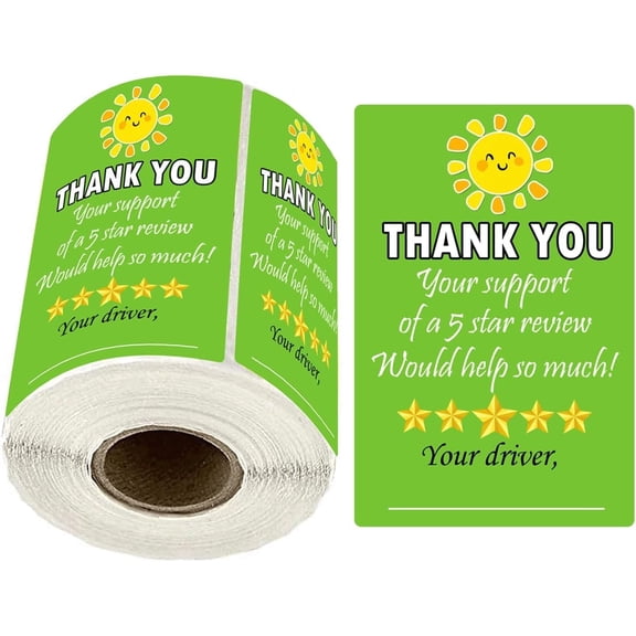 5 Star Review Delivery Labels Freshness Label Thank You for Your Order Stickers 200 Pcs 2x3 Inch