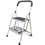 5 Star Super Deals Foldable 2 Step Stool Ladder, Steel White