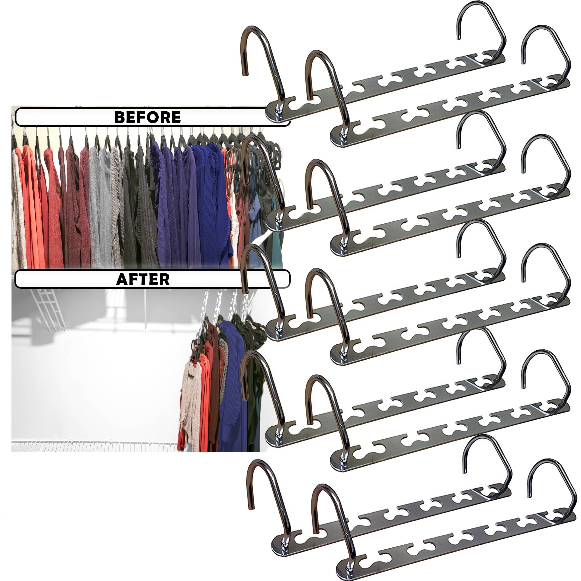 5 Star Super Deals Metal Cascading Space Saving Closet Hangers, 10 Pack - image 1 of 9
