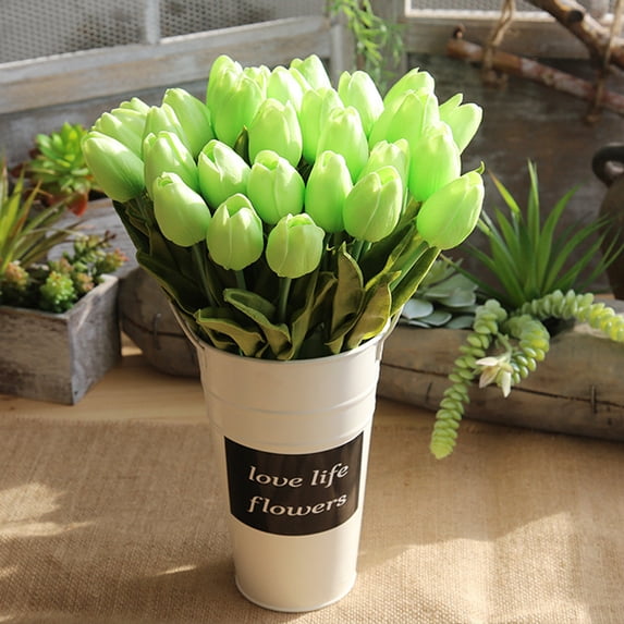 5 Stems Mini Artificial Tulips, Set of Realistic Fake Tulip Flowers Bouquet for Wedding Centerpiece, Spring Home Table Decor, Garden Office Party Decoration, Mother's Day Gift, 35.5cm Height​