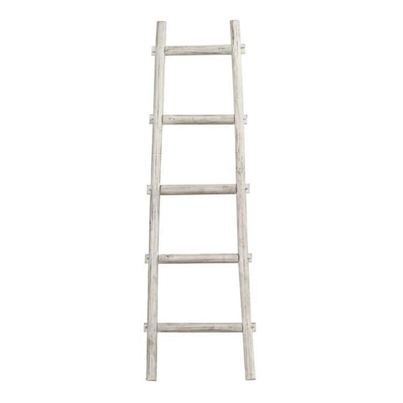 5 Step Decorative Ladder Shelve, White - 59 x 18 x 2 in.