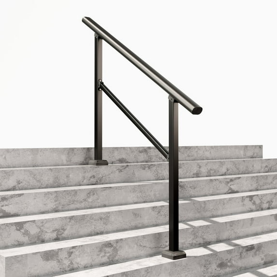 5 Step Hand Rails for Outdoor Steps,Porch Railing for Stairs Fits 4 or 5 Steps, Deck Railing, Black