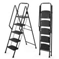thumbnail image 1 of 5-Step Ladder,Folding Ladder Stool,With Anti Slip Wide Pedals,Steel Ladder,With Safety Anti Slip Handle,Lightweight 300 Pound Portable Steel Ladder Stool In Black,Black Iron+Plastic Tools Tool, 1 of 8