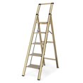 thumbnail image 1 of 5 Step Ladder, Lightweight Portable Folding Step Stool with Anti-Slip Sturdy and Wide Pedal, 330lb Capacity, Perfect Multi-Use Aluminum Stepladder for Home Kitchen Office, Gold, 1 of 7