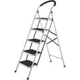 thumbnail image 1 of 5 Step Ladder, Upgo Folding Step Stool with Extra Wide Anti-Slip Pedal, 330lbs Lightweight Portable Sturdy Steel Ladders with Handgrip for Household Kitchen Office Outdoor, 1 of 7