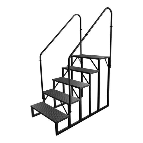 LuckyNote 5 Step Ladder with Handrails - Heavy Duty RV Ladder & Portable Stairs for Camper, Spa, Mobile Home, 660lbs Capacity, Anti-Slip