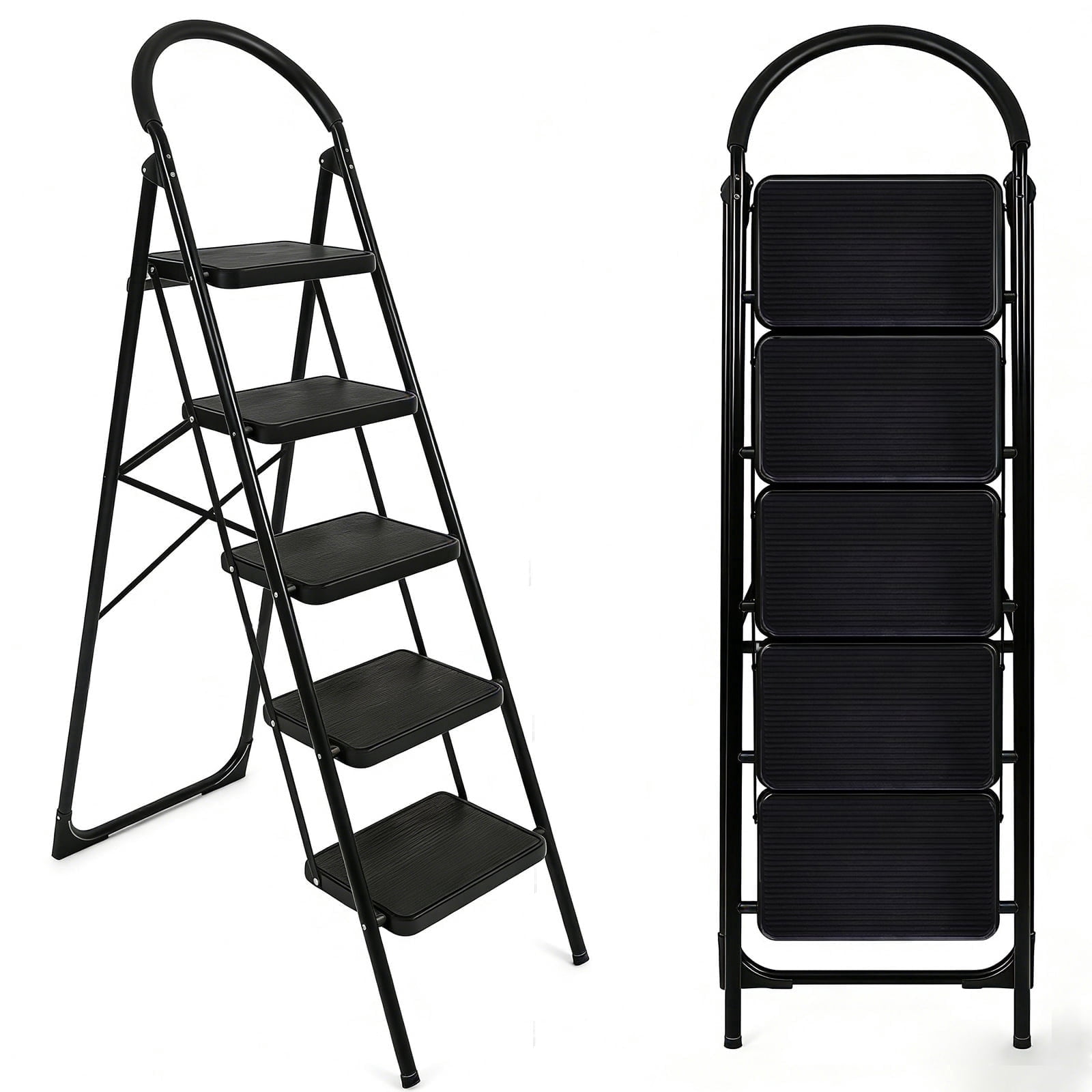 DQQKMM 5 Step Ladder, Folding Step Stool With Extra Wide Anti-Slip ...