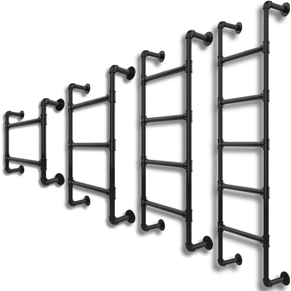 5-Step Wall-Mounted Ladder for Attic, Egress Windows, and Decor - Metal 5-Rung Ladder for Bunk Beds and Attic Access - Five-Step Wall-Fixed Ladders for Easy Ascending and Descending