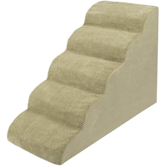 5 Steps Dog Stairs for Bed, 24" Dog Steps for High Bed, High Density Pet Steps for Small Dogs, Extra Wide Non-Slip Dogs Ramp for Injured, Older Pets, Small Cats, Camel